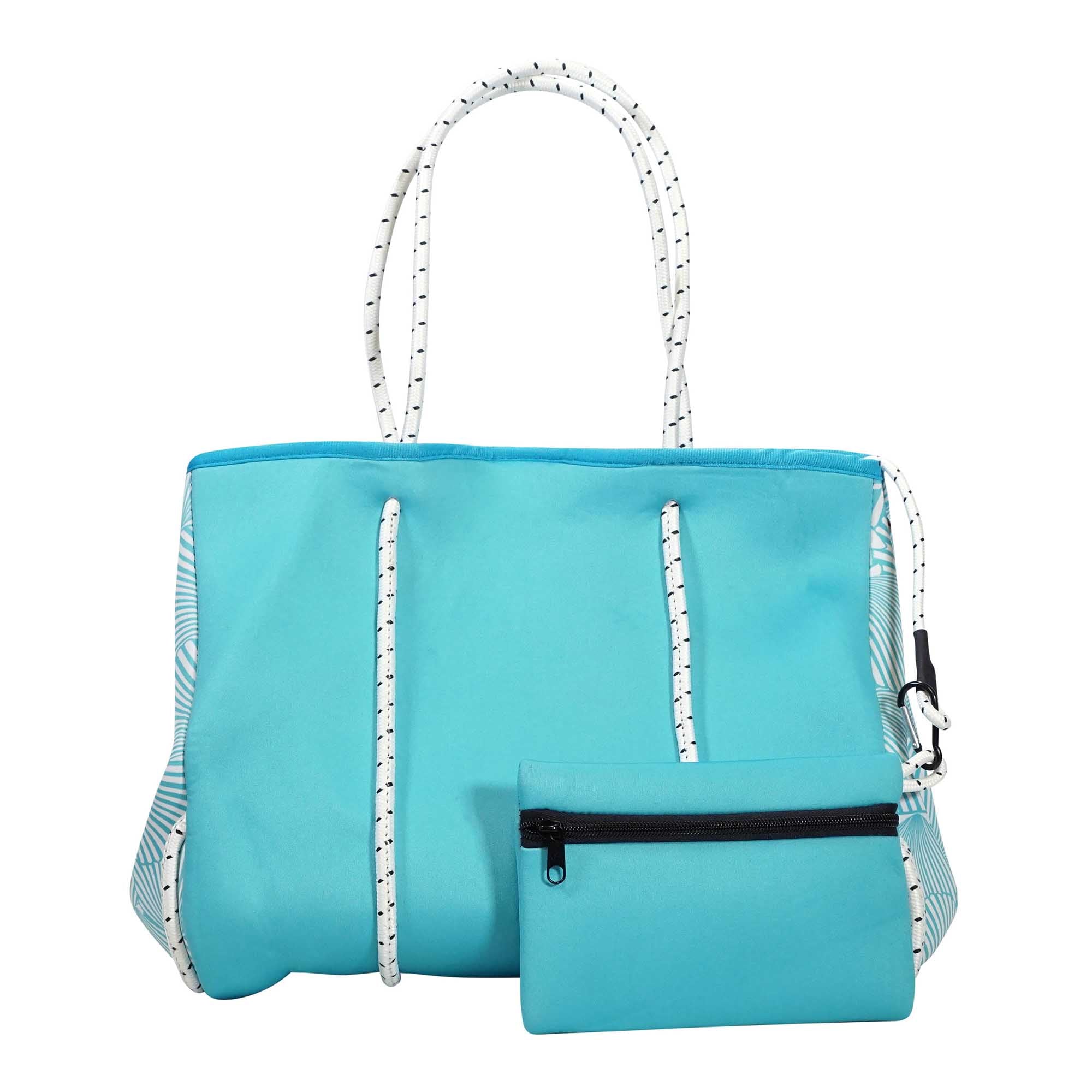 Cali 50168 Cali Neoprene Tote Teal with Shell Print